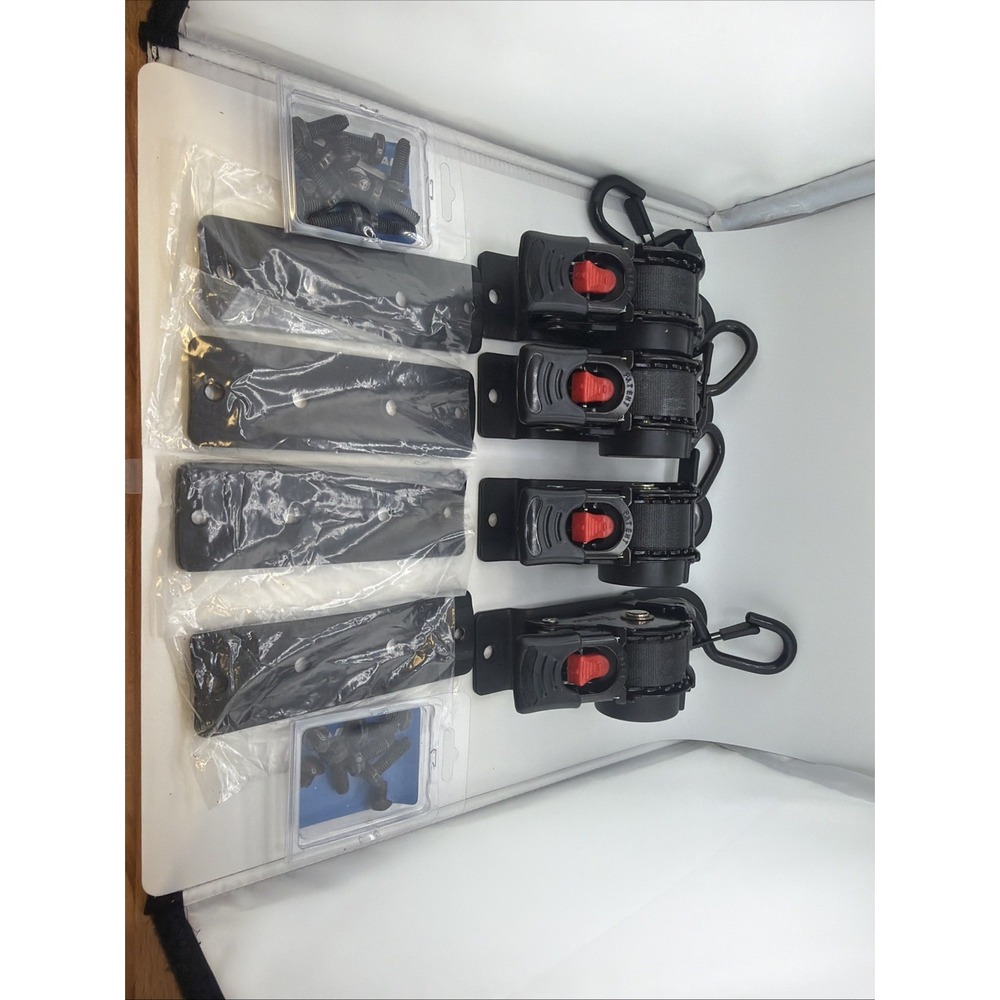 Integral Straps - Four Pack - Bed Mounted Retractable Tie Down Straps - Compact